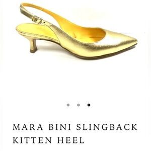 Mara Bini Italian Made Gold Leather Kitten Heel Slingbacks. 2in Heel. EU 38.